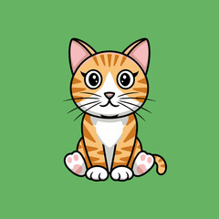 Vector art cat image with plain green background