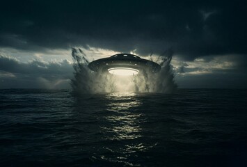 UFO or UAP emerging from the ocean