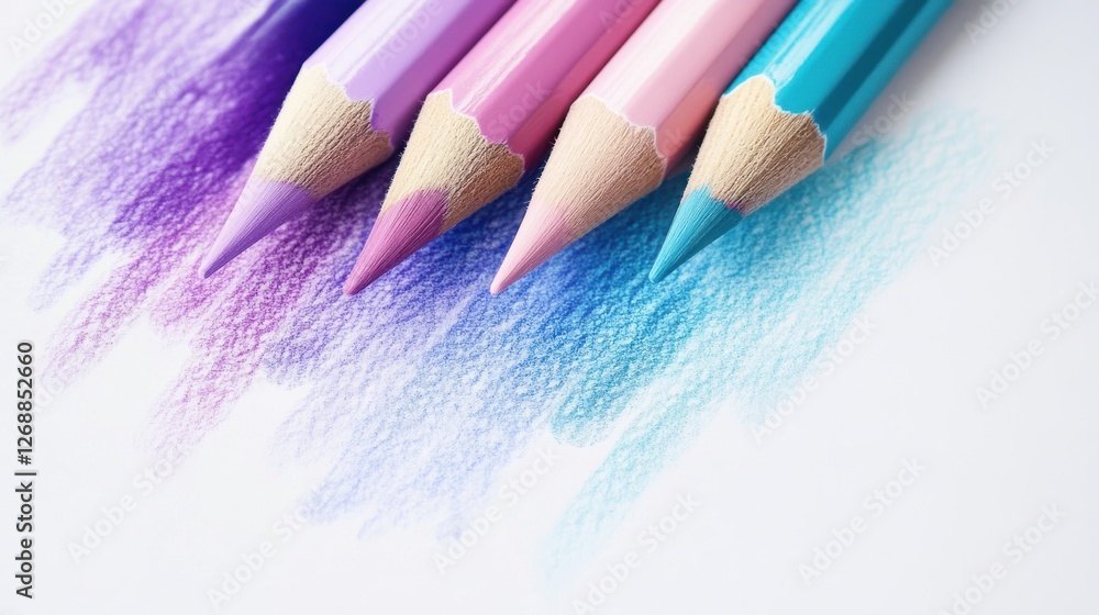 Poster soft gradient blending of pastel colors using pencil strokes for artistic expression