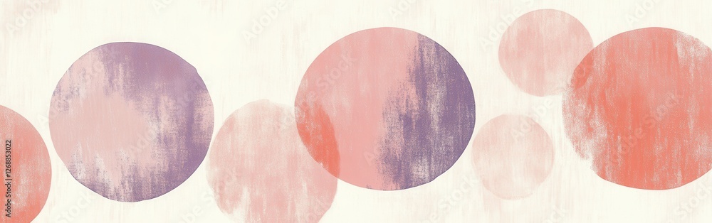 Poster soft pencil strokes create muted coral and lavender circles on a light textured background in a mini