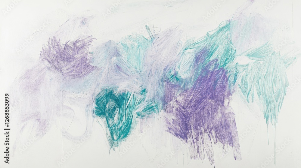 Poster soft pencil strokes create chaotic yet muted expressions in abstract form on a blank canvas
