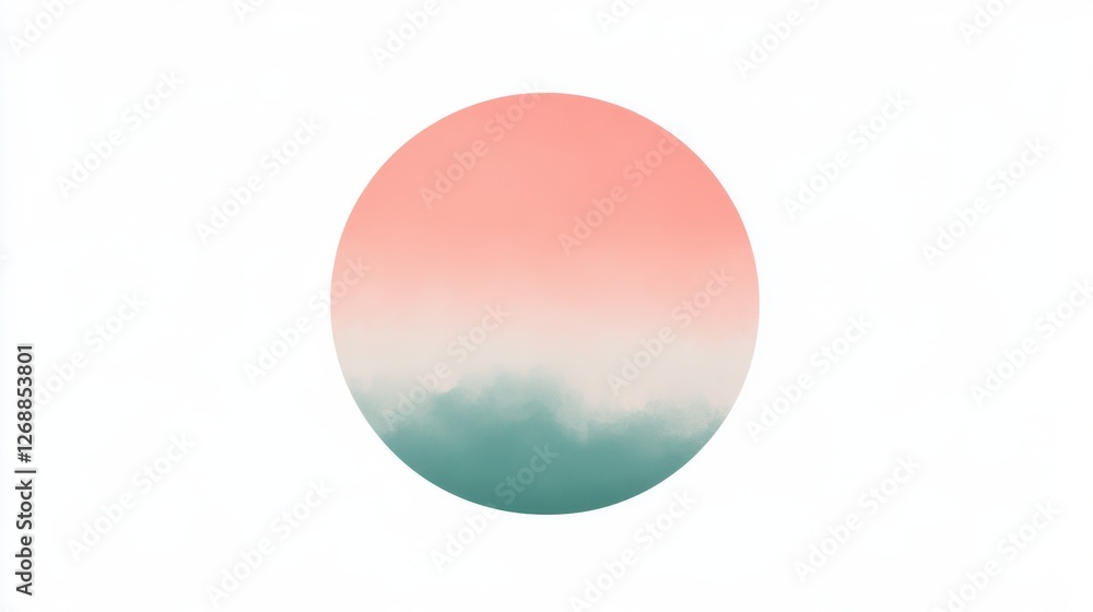 Aufkleber Smooth gradient circle transitions from mint green to soft pink, creating a serene visual experience
