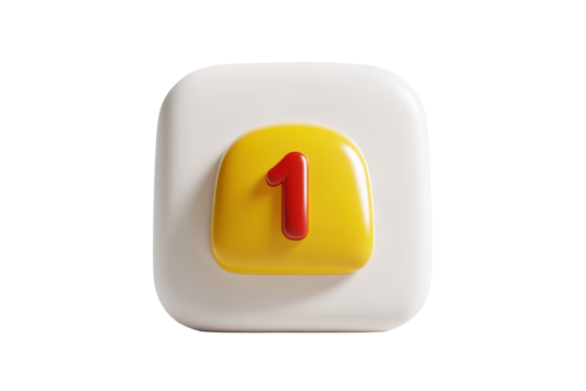 Isolated Yellow First Notification Icon in 3D