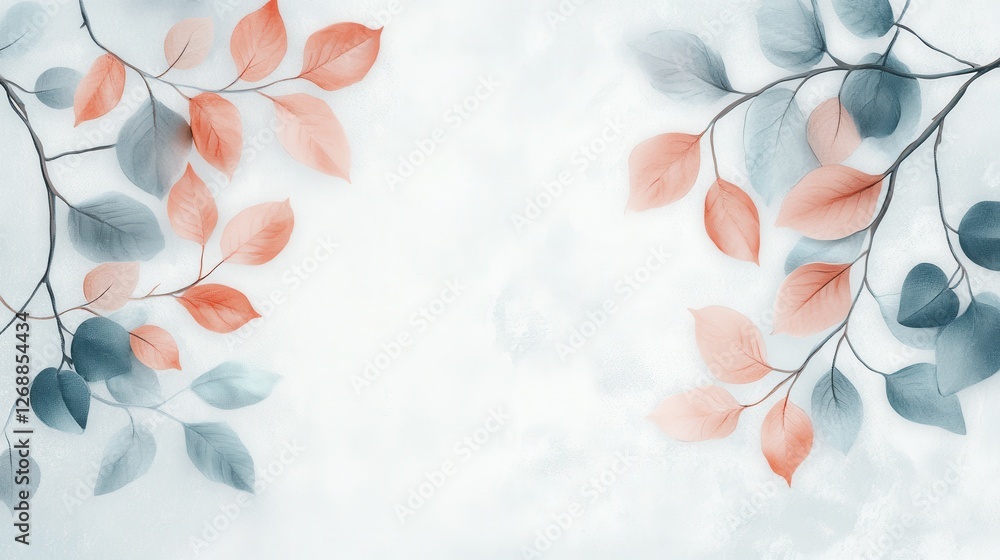 Poster pastel-toned branches in delicate shades of peach and powder create a serene backdrop for tranquilit