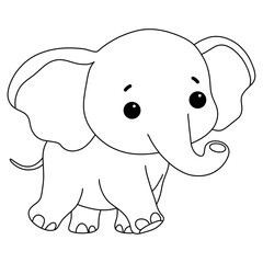 Animal elephant coloring line