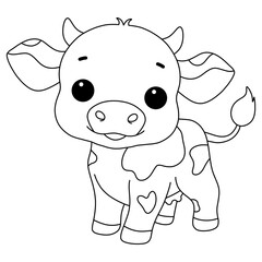 Animal cow coloring line
