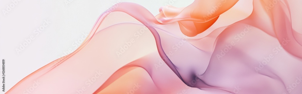 Aufkleber Soft pastel peach and lavender forms create a serene abstract design conveying tranquility and elegance in modern art