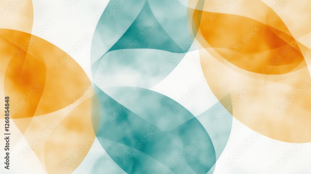 Leinwandbilder pastel amber and teal overlapping shapes create a harmonious minimalist pattern for modern decor