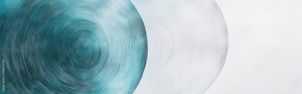 Poster minimalist composition featuring delicate pencil strokes in soothing colors with a serene circular d