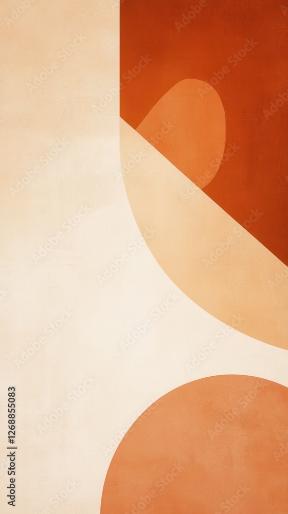 Poster Minimalist geometric abstract design displaying soft shapes and warm colors in harmonious composition
