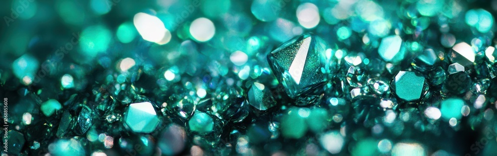 Fototapete vibrant turquoise and emerald green bokeh create a stunning visual effect in a close-up arrangement 