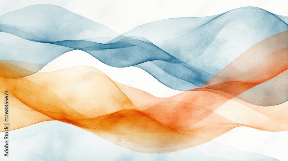 Leinwandbilder Lush waves of color blend softly through elegant pencil strokes creating a gentle abstract composition