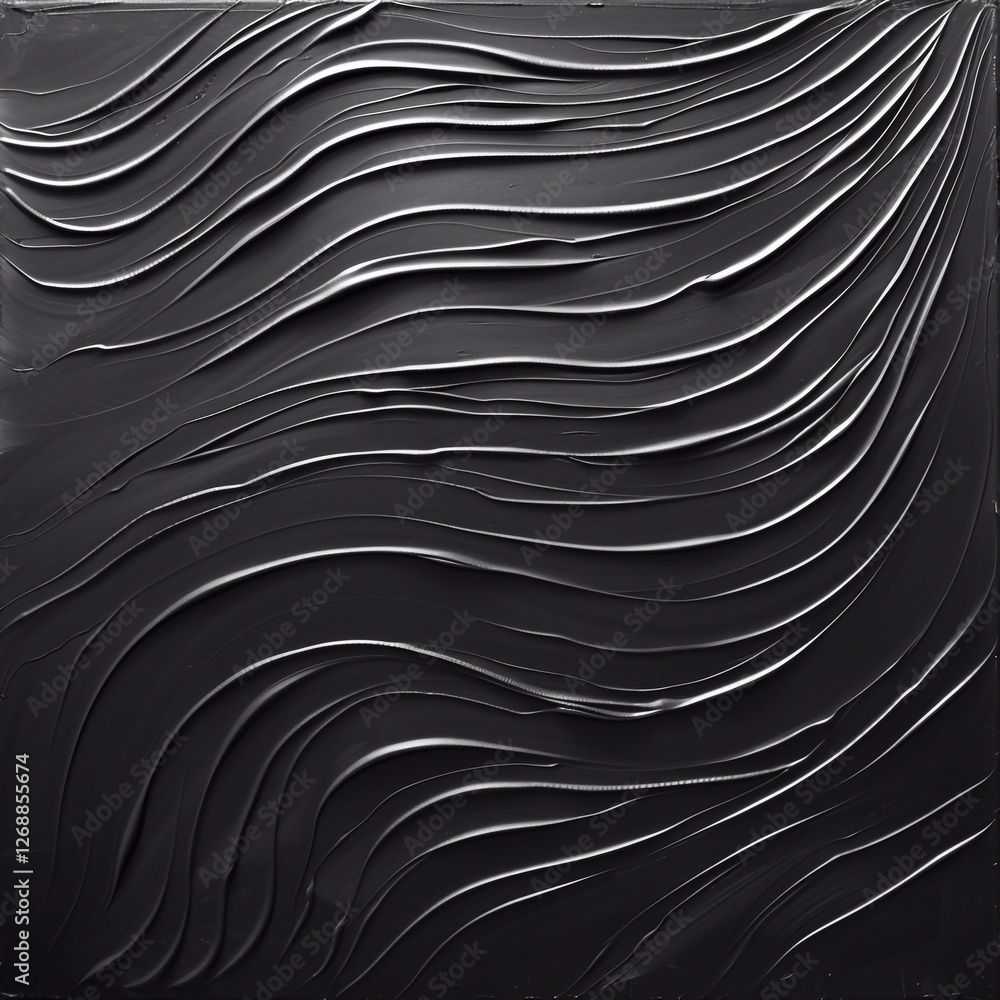 Poster detailed close-up of a black wavy texture creating an abstract design