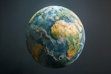 Fototapeta premium Realistic earth globe isolated on dark background