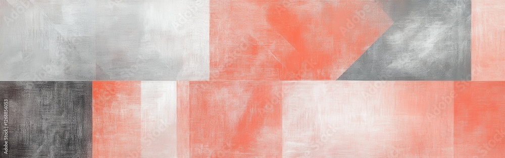 Poster elegant pencil strokes composition in coral and gray tones showcasing abstract shapes and textures