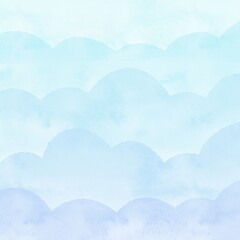 Watercolor blue sky and clouds