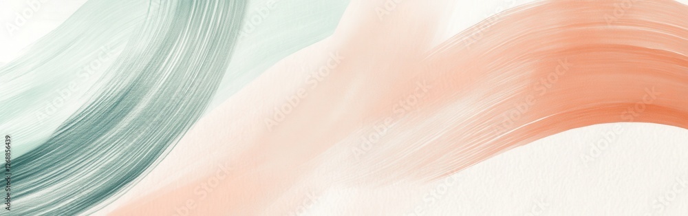 Poster elegant arcs of muted peach and green pencil strokes create a serene artistic composition suitable f
