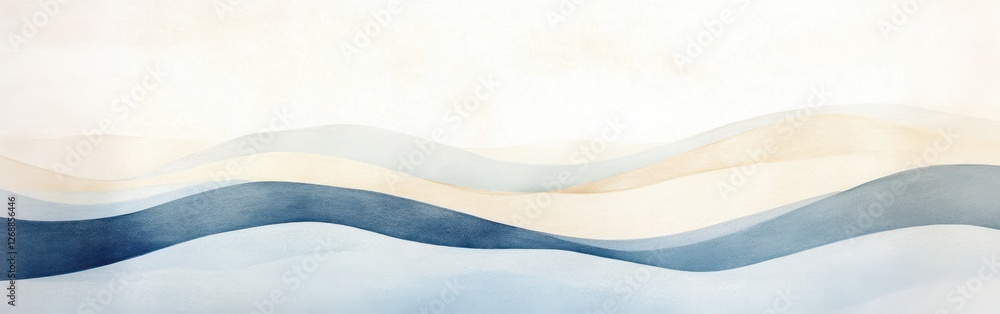Poster Delicate waves of muted blue gracefully flow across a serene canvas reflecting tranquility and subtle beauty