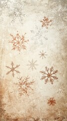 Abstract design with snowflakes on a textured beige background