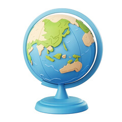 Isolated 3D Globe on Stand Cartoon in Pastel Colors