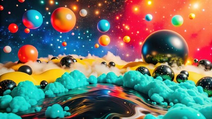 Abstract Cosmic Landscape with Floating Spheres
