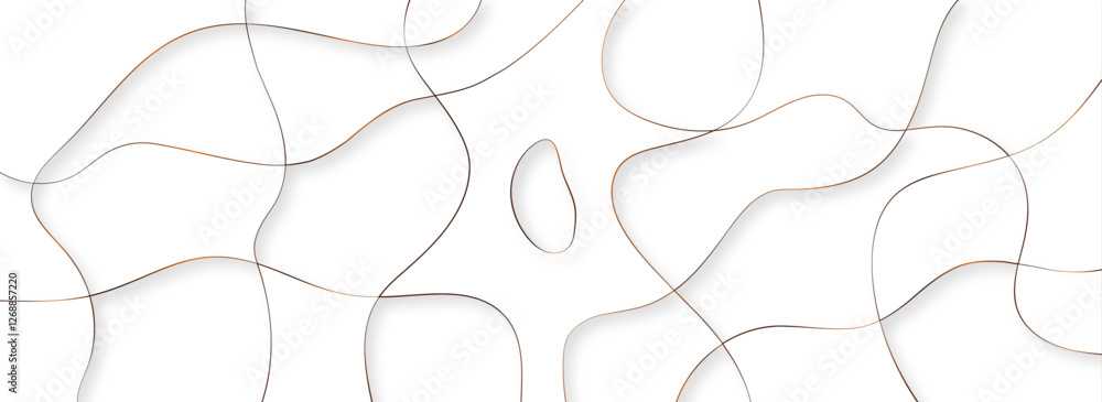 Poster abstract white background with random geometric shape and golden stroke