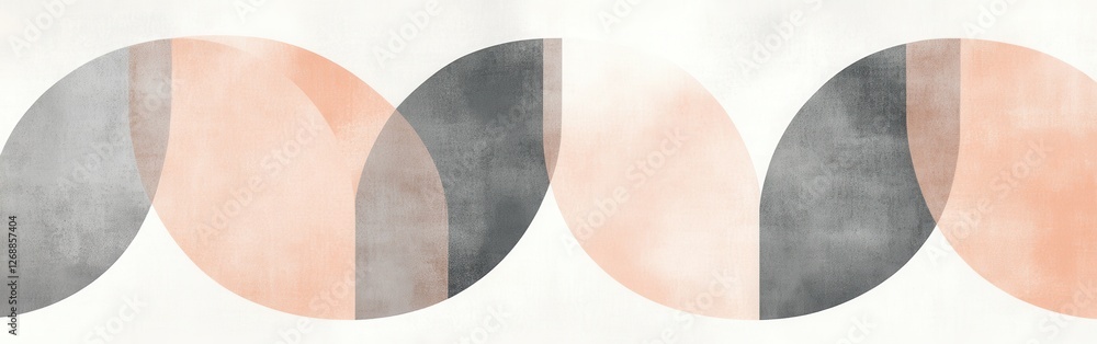 Poster Abstract composition of muted peach and gray half-circles creating a contemporary art piece for modern decorating