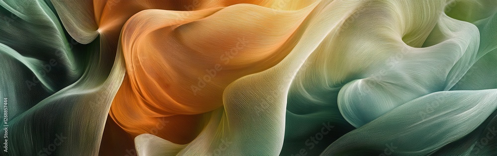 Poster Abstract flowing lines of pencil strokes create a dynamic visual experience in shades of warm and cool colors