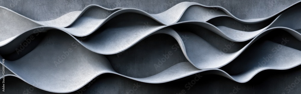 Aufkleber abstract monochrome pattern featuring muted gray waves and fluid shapes in a contemporary design aes