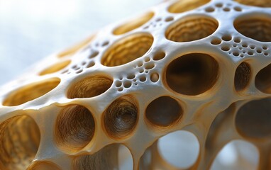A high-resolution cross-section of a honeycomb showing perfectly hexagonal wax chambers.