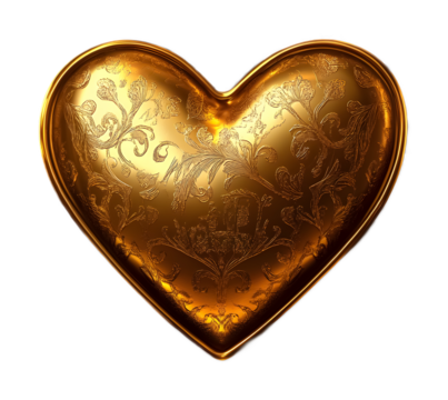 Luxury chocolate in a golden heart isolated on a transparent background