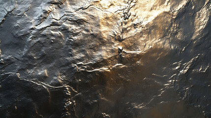 Crumpled foil texture, golden light, abstract background, design