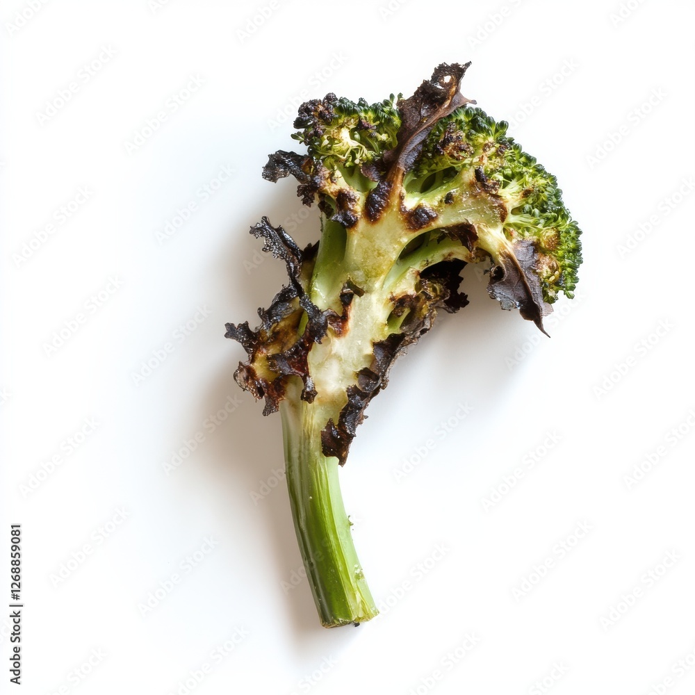 Aufkleber roasted broccoli floret with charred edges showcasing a unique texture and color contrast