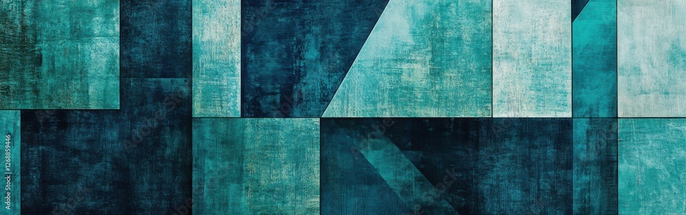 Poster striking geometric patterns featuring a dark teal background create a captivating visual experience 