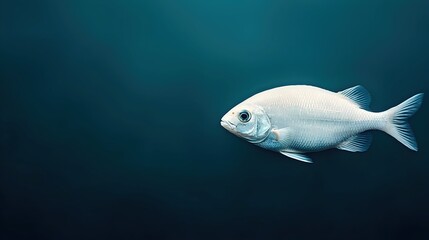 Naklejka premium Silvery Fish Swimming Gracefully in Deep Blue Ocean Waters