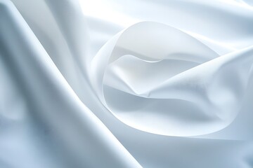 Abstract Draped White Silk Fabric with Subtle Light Play