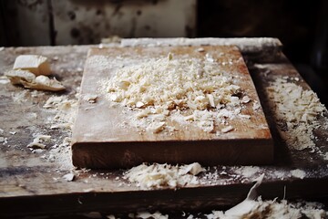 a wooden chopping block