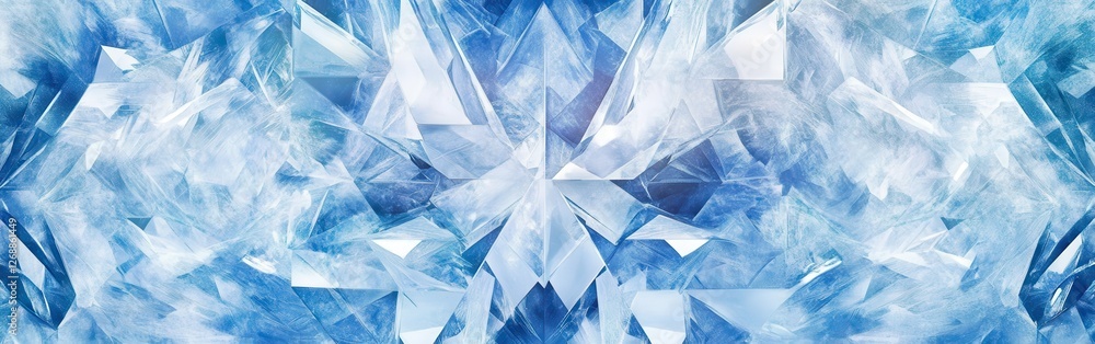 Poster Geometric pattern with luminous icy shades creating a captivating visual atmosphere in a cool, serene setting