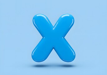 Fototapeta premium 3d Rendering of Blue Letter X on Light Blue Background