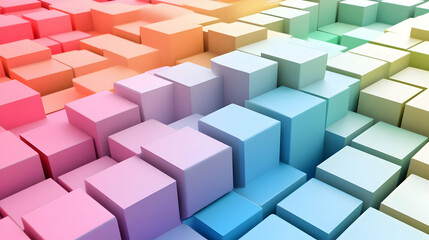 Obraz premium Colorful 3D cube landscape, abstract background