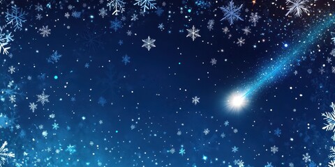 Obraz premium A dazzling shooting star falls through the night snowy sky