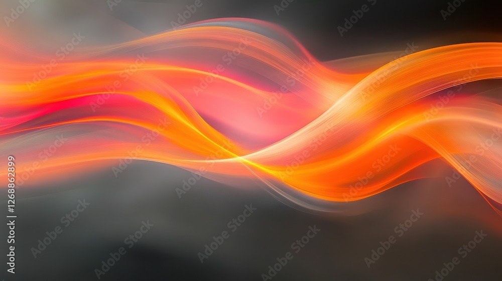 Poster dynamic bokeh effect with crimson and bright hues flowing in artistic wave patterns during evening h