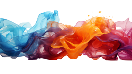Swirling Fabric Design Elegant Abstract Texture, Red and Blue Silk Waves for Backgrounds, isolated on transparent background.