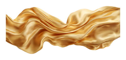 Lying golden fabric isolated on a transparent background