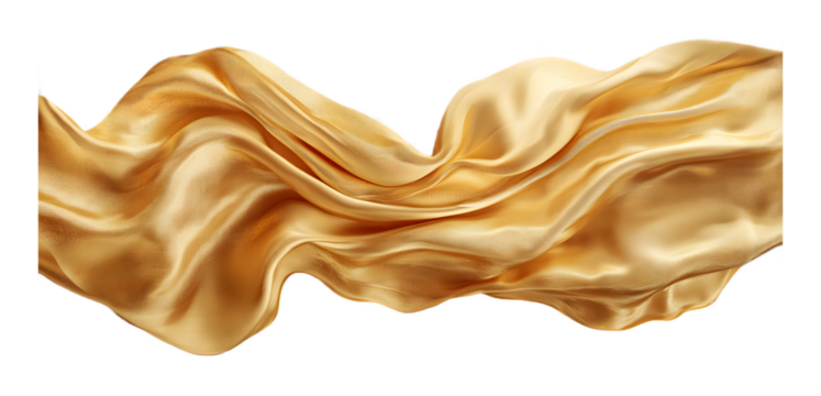 Lying golden fabric isolated on a transparent background