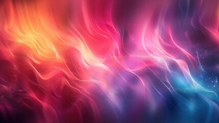 Obraz premium A mesmerizing abstract digital artwork featuring flowing, multicolored light waves in a dreamy, ethereal atmosphere.