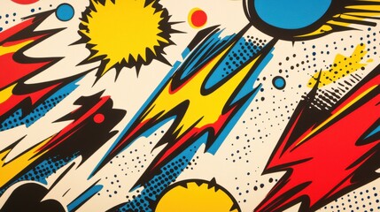 Dynamic Vintage Comic-Style Lightning Bolts and Speech Bubbles, Graphic Design, White Background, Creative Art