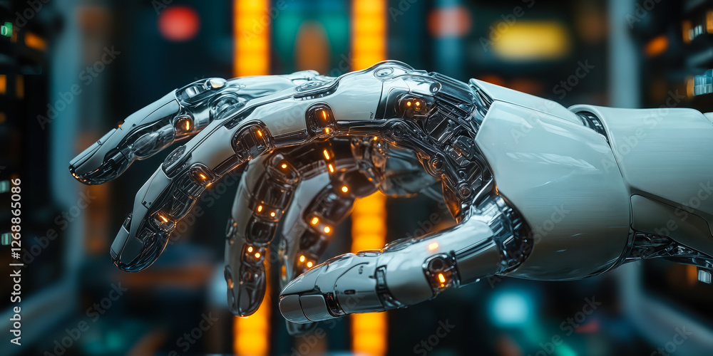 Poster ai-powered robotic hand enhancing therapeutic care by automating tasks and boosting client engagemen