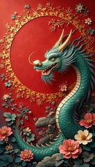 Obraz premium Intricate Chinese art painting on temple wall with golden accents, art, art
