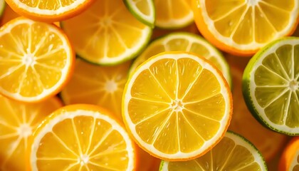 Citrus fruit slices arranged with vibrant colors and textures